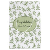 Sage Green Blätter Pattern Wedding Mittlere Geschenktüte (Vorderseite)