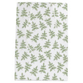 Sage Green Blätter Pattern Wedding Mittlere Geschenktüte (Rückseite)