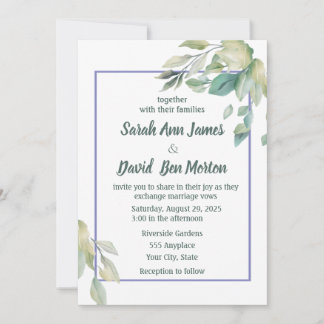 Sage Green Blätter Simple Greenerity Wedding Einladung