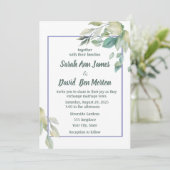 Sage Green Blätter Simple Greenerity Wedding Einladung (Stehend Vorderseite)