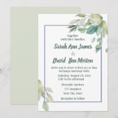 Sage Green Blätter Simple Greenerity Wedding Einladung (Vorne/Hinten)