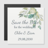 Sage Green Blätter Simple Greenerity Wedding Magnetkarte (Vorne/Hinten)