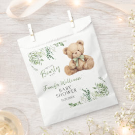Sage Green Blätter Teddy Bear Bow Baby Boy Dusche Geschenktütchen