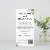 Sage Green Blätter Vielen Dank Willkommen QR Code Dankeskarte (Stehend Vorderseite)