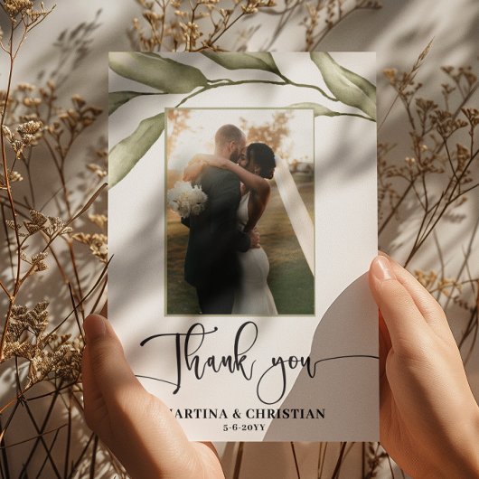 Sage Green Blätter Wedding Danke Karte