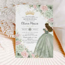 Sage Green Blink Pink BlumenPrinzessin Quinceañera
