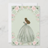 Sage Green Blink Pink BlumenPrinzessin Quinceañera Einladung (Rückseite)