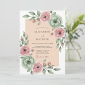 Sage Green Blissful Spring Wedding Einladung (Stehend Vorderseite)