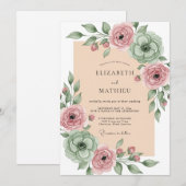 Sage Green Blissful Spring Wedding Einladung (Vorne/Hinten)