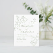 Sage green bllossoms QR Code Einladung zur Hochzei (Stehend Vorderseite)
