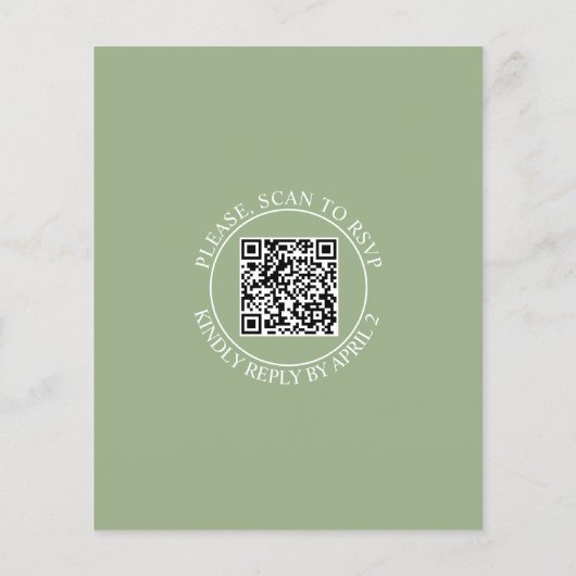 Sage green bllossoms QR Code Einladung zur Hochzei (Rückseite)