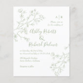 Sage green bllossoms QR Code Einladung zur Hochzei (Vorderseite)