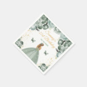 Sage Green Blonde Hair Princess Birthday Party Serviette (Ecke)