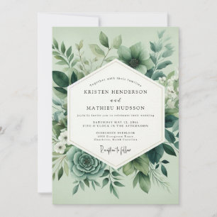 Sage Green Bloom Hochzeit Einladung