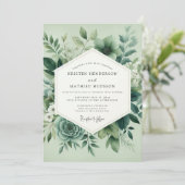 Sage Green Bloom Hochzeit Einladung (Stehend Vorderseite)