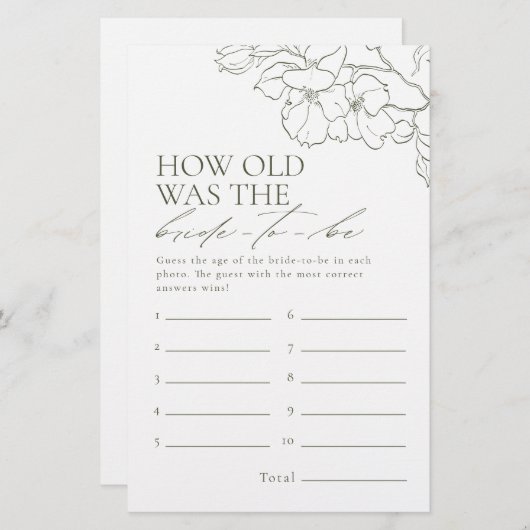 Sage Green Bloral wie alt war das Brautspiel (Vorne/Hinten)