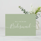 Sage Green Blue Bridesmaid Vorschlagskarte Einladung (Stehend Vorderseite)