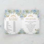 Sage Green Blue Floral Quinceñera Orden der Verans Programm (Innenseite)