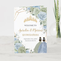 Sage Green Blue Floral Quinceñera Orden der Verans