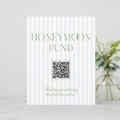 Sage Green & Blue Honeymoon Fund QR Code Sign (Stehend Vorderseite)