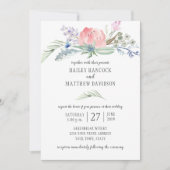 Sage Green Blue Pink Blume Grüne Hochzeit Einladung (Vorderseite)