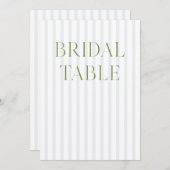 Sage Green & Blue Wedding Bridal Tischnummer (Vorne/Hinten)