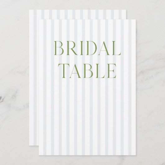 Sage Green & Blue Wedding Bridal Tischnummer (Vorne/Hinten)