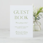 Sage Green & Blue Wedding Guest Book Sign Einladung (Stehend Vorderseite)