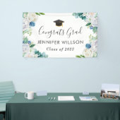 Sage Green Blue White Floral Graduation Party Banner (Messeveranstaltung)