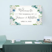 Sage Green Blue White Floral Wedding Party Banner (Messeveranstaltung)
