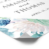 Sage Green Blue White Floral Wedding Willkommensze Poster (Ecke)