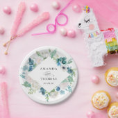 Sage Green Blue White Pastel Blumenkraut Hochzeit Pappteller (Party)