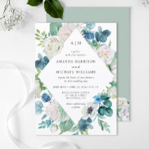 Sage Green Blue White Pastel Floral Wedding