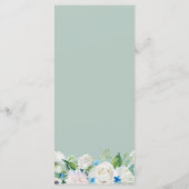 Sage Green Blue White Peonies Floral Wedding Menükarte (Rückseite)
