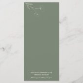 Sage Green Blume Art Cotton Wedding Menükarte (Rückseite)
