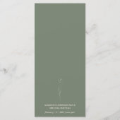 Sage Green Blume Art Wedding Menükarte (Rückseite)