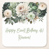 Sage Green Blume Blumenkohl Party Rechteckiger Pappuntersetzer (Vorderseite)