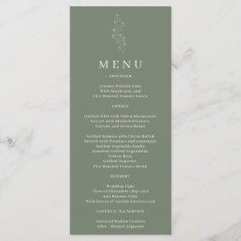 Sage Green Blume Bohemisch Simple Botanic Menükarte