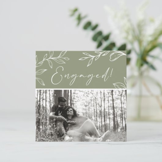 Sage Green Blume Boho Add Foto Engagement Party (Stehend Vorderseite)