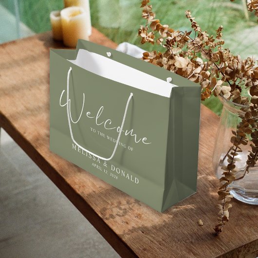 Sage Green Blume Boho Begrüßung Große Geschenktüte