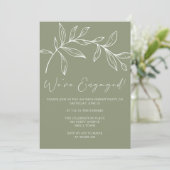 Sage Green Blume Boho Engagement Party Einladung (Stehend Vorderseite)