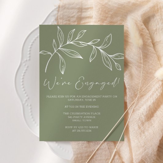 Sage Green Blume Boho Engagement Party Einladung