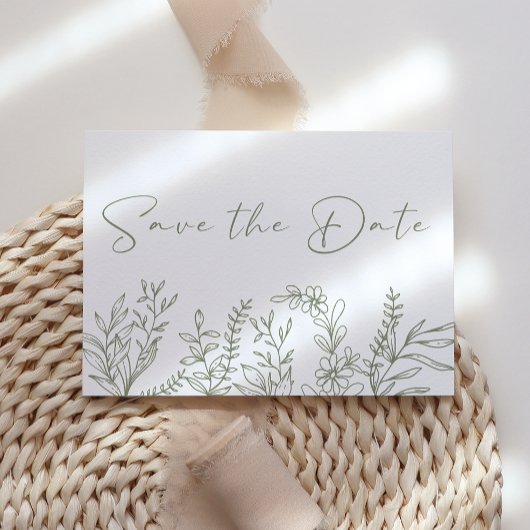 Sage Green Blume Boho Save the Date