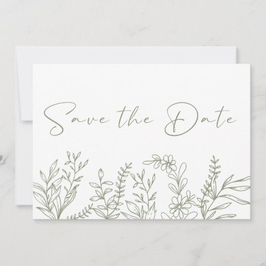 Sage Green Blume Boho Save the Date (Vorderseite)