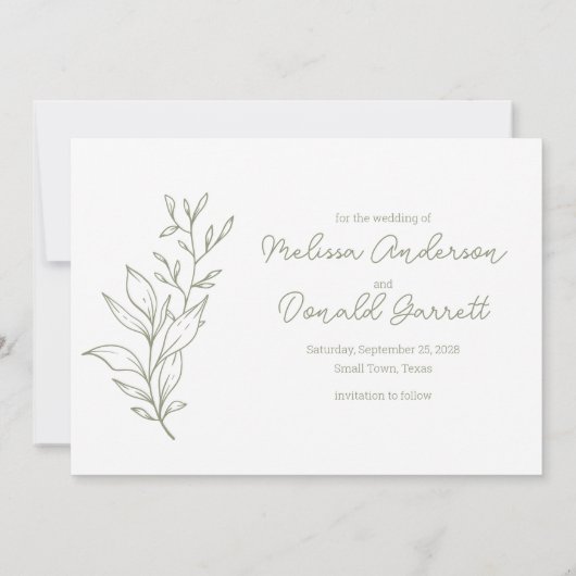 Sage Green Blume Boho Save the Date (Rückseite)