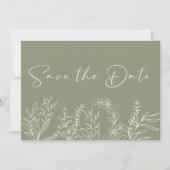 Sage Green Blume Boho Save the Date (Vorderseite)
