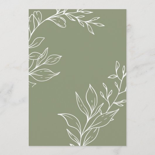 Sage Green Blume Boho Wedding Menu Menükarte (Rückseite)