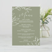 Sage Green Blume Boho Wedding Menu Menükarte (Stehend Vorderseite)