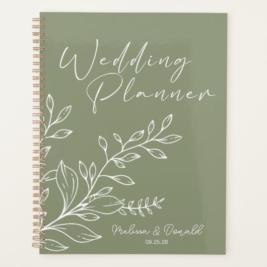 Sage Green Blume Boho Wedding Planer (Vorderseite)