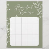 Sage Green Blume Brautparty Bingo Game (Vorderseite)